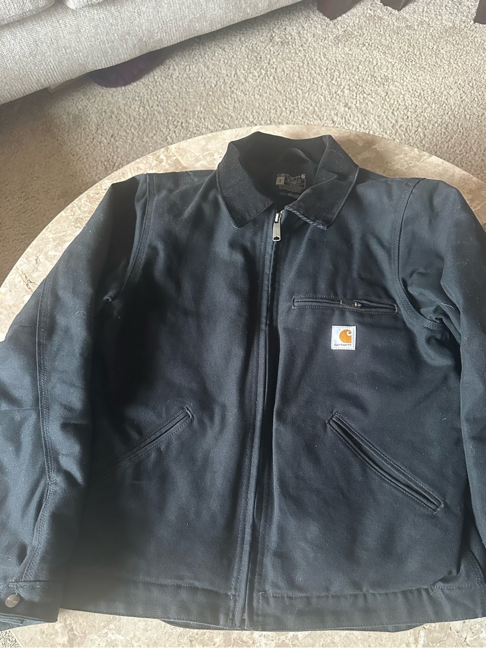 Carhartt Black Zip-Front Canvas Jacket with Logo Patch